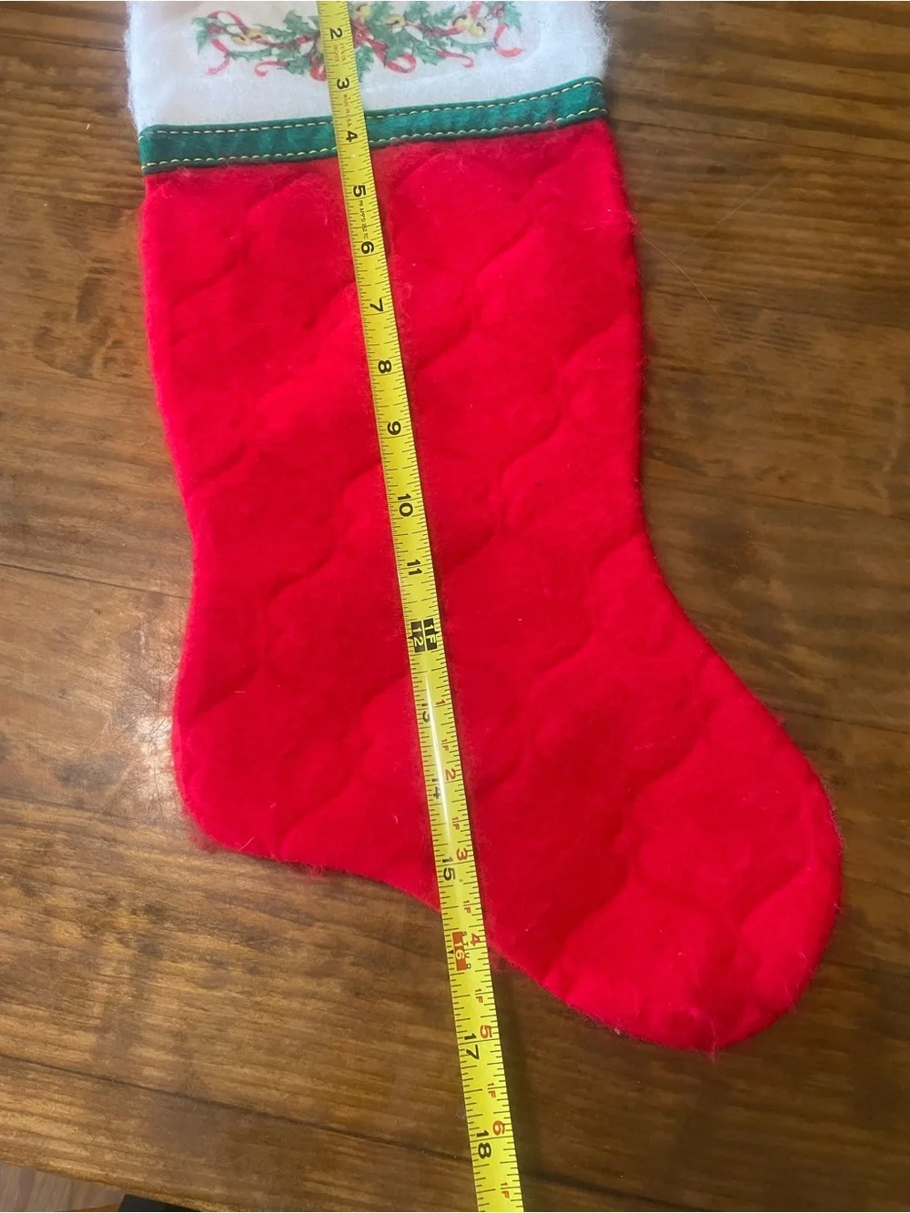 Vintage Christmas Felt Stocking Retro Holiday Home Decor
